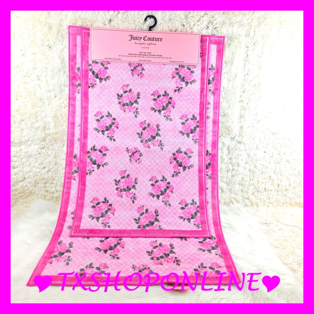 uicy Couture Set of 2 pink accents rugs NWT